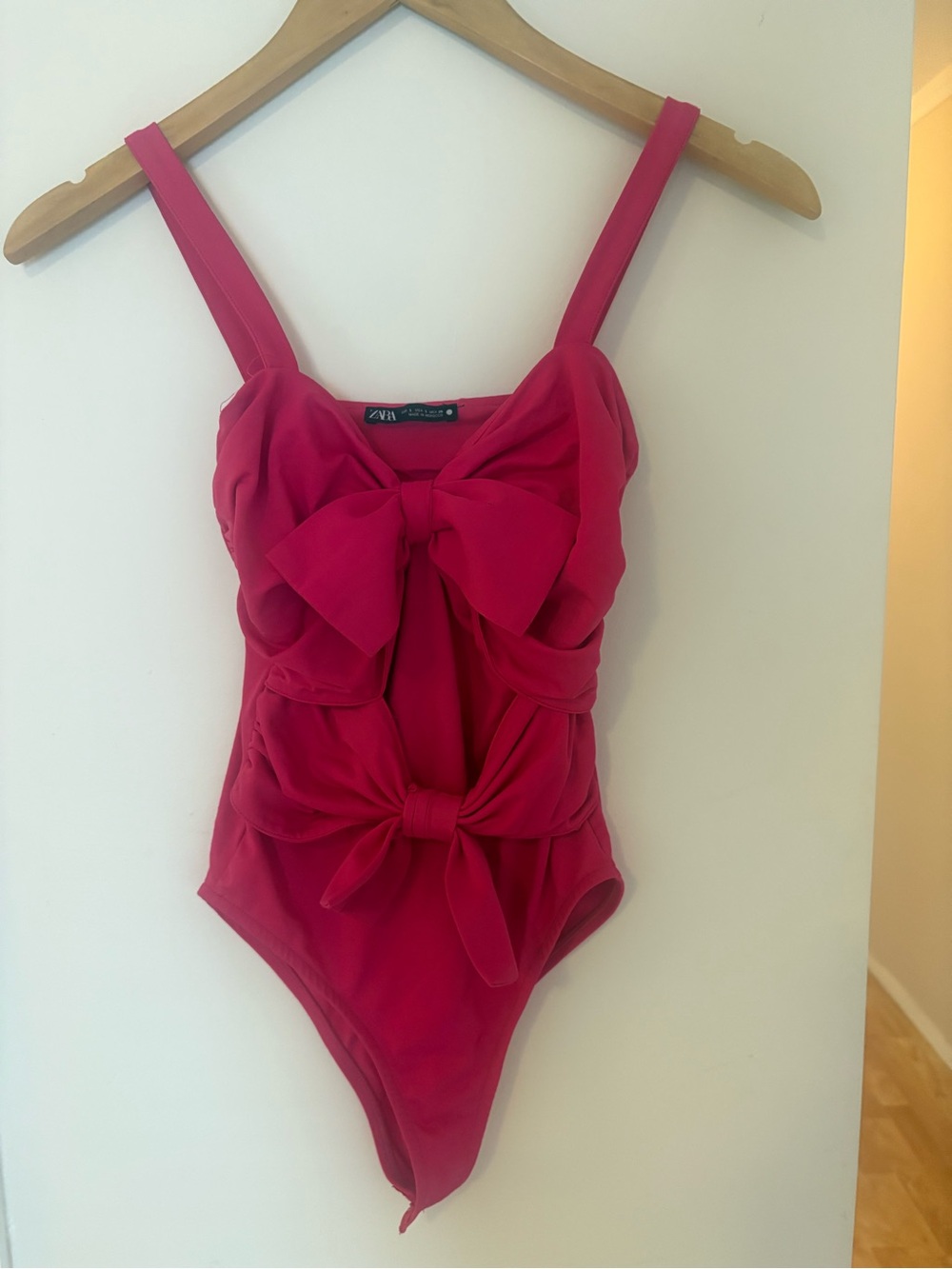 Zara Fuchsia Bow-Front Bodysuit